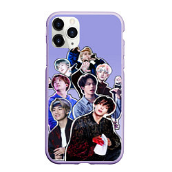 Чехол iPhone 11 Pro матовый Айдолы бтс стикеры