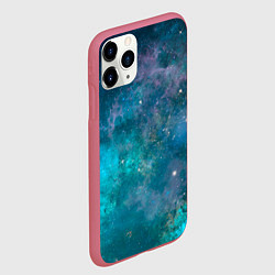 Чехол iPhone 11 Pro матовый Абстрактный светло-синий космос и звёзды, цвет: 3D-малиновый — фото 2