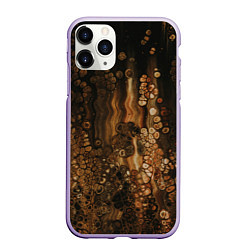 Чехол iPhone 11 Pro матовый Тёмные камни и тёмные краски в воде, цвет: 3D-светло-сиреневый