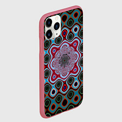 Чехол iPhone 11 Pro матовый Зеленый круговой узор, цвет: 3D-малиновый — фото 2
