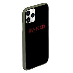 Чехол iPhone 11 Pro матовый Красная надпись gamer, цвет: 3D-темно-зеленый — фото 2