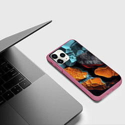 Чехол iPhone 11 Pro матовый Цветные камни, цвет: 3D-малиновый — фото 2