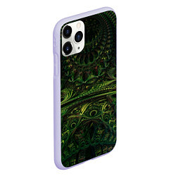 Чехол iPhone 11 Pro матовый Зелёные древние скрижали паттерн, цвет: 3D-светло-сиреневый — фото 2
