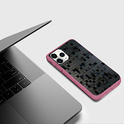 Чехол iPhone 11 Pro матовый Digital pixel black, цвет: 3D-малиновый — фото 2