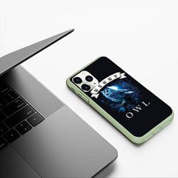 Чехол iPhone 11 Pro матовый Ночная сова, цвет: 3D-салатовый — фото 2