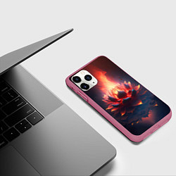Чехол iPhone 11 Pro матовый Огненный лотус, цвет: 3D-малиновый — фото 2
