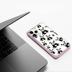 Чехол iPhone 11 Pro матовый Панды и бамбук, цвет: 3D-розовый — фото 2