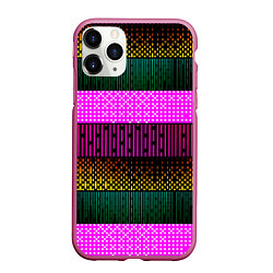 Чехол iPhone 11 Pro матовый Patterned stripes, цвет: 3D-малиновый