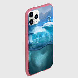 Чехол iPhone 11 Pro матовый Subnautica - КРАБ на леднике, цвет: 3D-малиновый — фото 2