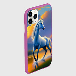 Чехол iPhone 11 Pro матовый Белая лошадь на рассвете, цвет: 3D-фиолетовый — фото 2