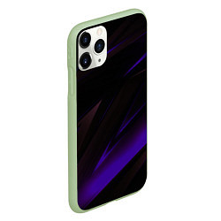 Чехол iPhone 11 Pro матовый Blue stripes geometry, цвет: 3D-салатовый — фото 2