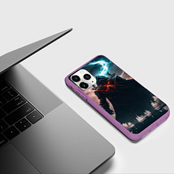 Чехол iPhone 11 Pro матовый Путь воина нейросеть, цвет: 3D-фиолетовый — фото 2