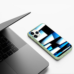 Чехол iPhone 11 Pro матовый Решетка из линий и полос, цвет: 3D-салатовый — фото 2