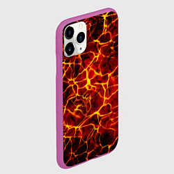 Чехол iPhone 11 Pro матовый Раскаленная лава в жерле вулкана, цвет: 3D-фиолетовый — фото 2