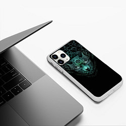 Чехол iPhone 11 Pro матовый Скандинавский тотемный волк, цвет: 3D-белый — фото 2