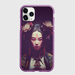 Чехол iPhone 11 Pro матовый Девушка-самурай, цвет: 3D-фиолетовый
