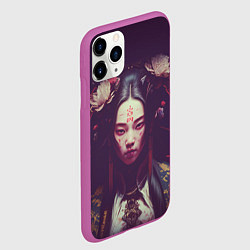 Чехол iPhone 11 Pro матовый Девушка-самурай, цвет: 3D-фиолетовый — фото 2