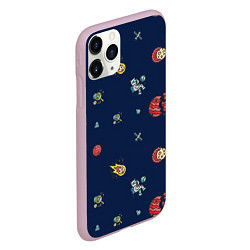 Чехол iPhone 11 Pro матовый Паттерн - космос, цвет: 3D-розовый — фото 2