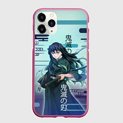 Чехол iPhone 11 Pro матовый Клинок рассекающий демонов - Токито, цвет: 3D-малиновый