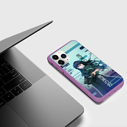 Чехол iPhone 11 Pro матовый Клинок рассекающий демонов - Токито, цвет: 3D-фиолетовый — фото 2