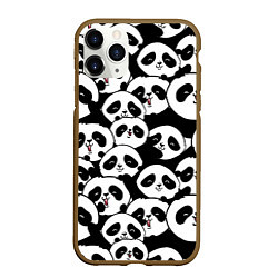 Чехол iPhone 11 Pro матовый Весёлые панды, цвет: 3D-коричневый