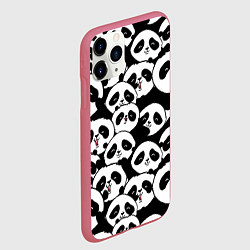 Чехол iPhone 11 Pro матовый Весёлые панды, цвет: 3D-малиновый — фото 2