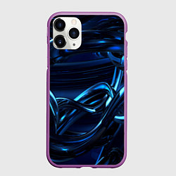 Чехол iPhone 11 Pro матовый Фрактальный узор волны, цвет: 3D-фиолетовый