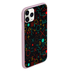 Чехол iPhone 11 Pro матовый Геометрия знаки символы, цвет: 3D-розовый — фото 2