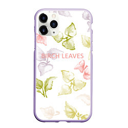Чехол iPhone 11 Pro матовый Birch leaves, цвет: 3D-светло-сиреневый