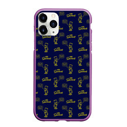 Чехол iPhone 11 Pro матовый Bart pattern Eat my shorts, цвет: 3D-фиолетовый