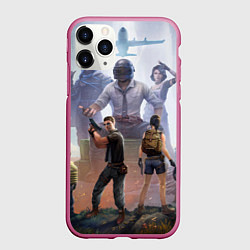 Чехол iPhone 11 Pro матовый PUBG банда, цвет: 3D-малиновый