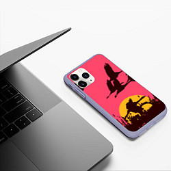 Чехол iPhone 11 Pro матовый Лебеди на закате, цвет: 3D-светло-сиреневый — фото 2