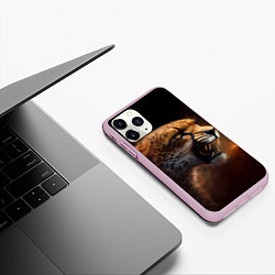 Чехол iPhone 11 Pro матовый Гепард рычащий, цвет: 3D-розовый — фото 2