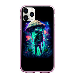 Чехол iPhone 11 Pro матовый Подводный мир и человек с рюкзаком, цвет: 3D-розовый