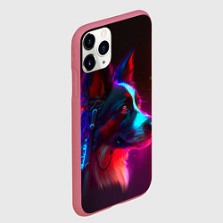 Чехол iPhone 11 Pro матовый Кибер-собака неон, цвет: 3D-малиновый — фото 2