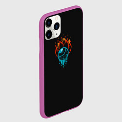 Чехол iPhone 11 Pro матовый Капля огня, цвет: 3D-фиолетовый — фото 2