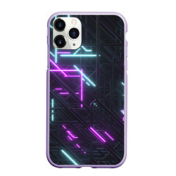Чехол iPhone 11 Pro матовый Неоновые полосы, цвет: 3D-светло-сиреневый