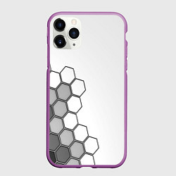 Чехол iPhone 11 Pro матовый Серые соты абстракция