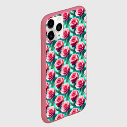 Чехол iPhone 11 Pro матовый Узор из розовых роз, цвет: 3D-малиновый — фото 2