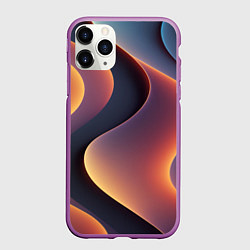 Чехол iPhone 11 Pro матовый Светящиеся волны, цвет: 3D-фиолетовый
