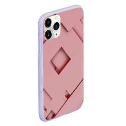 Чехол iPhone 11 Pro матовый Розовые абстрактные перемешанные фигуры, цвет: 3D-светло-сиреневый — фото 2