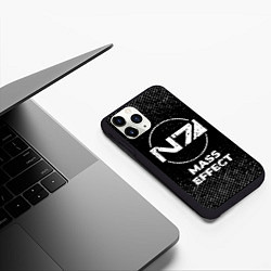Чехол iPhone 11 Pro матовый Mass Effect с потертостями на темном фоне, цвет: 3D-черный — фото 2