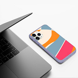 Чехол iPhone 11 Pro матовый Разноцветная абстракция в стиле модерн, цвет: 3D-светло-сиреневый — фото 2