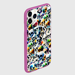 Чехол iPhone 11 Pro матовый Акварельные черепа, цвет: 3D-фиолетовый — фото 2