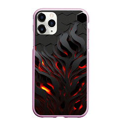 Чехол iPhone 11 Pro матовый Объемное черное пламя