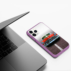 Чехол iPhone 11 Pro матовый Классический американский автомобиль 50-х Hudson H, цвет: 3D-фиолетовый — фото 2