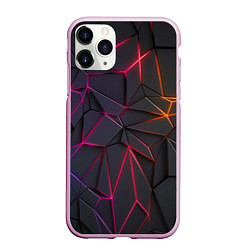 Чехол iPhone 11 Pro матовый Rgb линии, цвет: 3D-розовый
