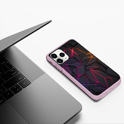 Чехол iPhone 11 Pro матовый Rgb линии, цвет: 3D-розовый — фото 2