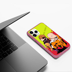 Чехол iPhone 11 Pro матовый Сайтама и Генос, цвет: 3D-малиновый — фото 2