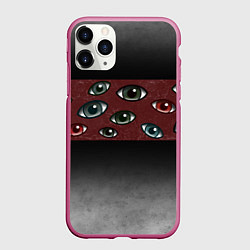 Чехол iPhone 11 Pro матовый Всевидящие глаза, цвет: 3D-малиновый